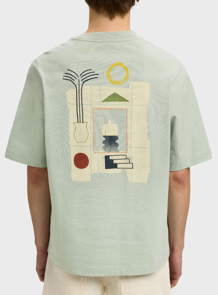 Selected  Relax Norman License Tee - Light Aquamarine