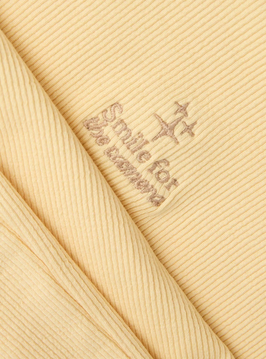 JJXX Fallon Embroidery Rib Top - Yellow