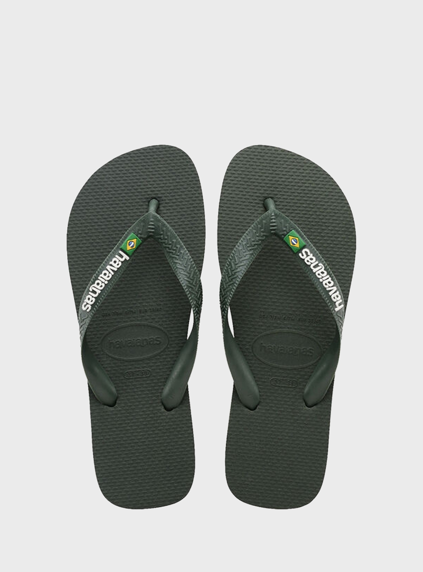 Havaianas  Brasil Logo Flip Flops - Olive