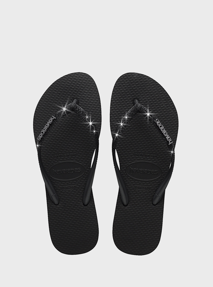 Havaianas  Slim Glitter II Flip Flops - Black