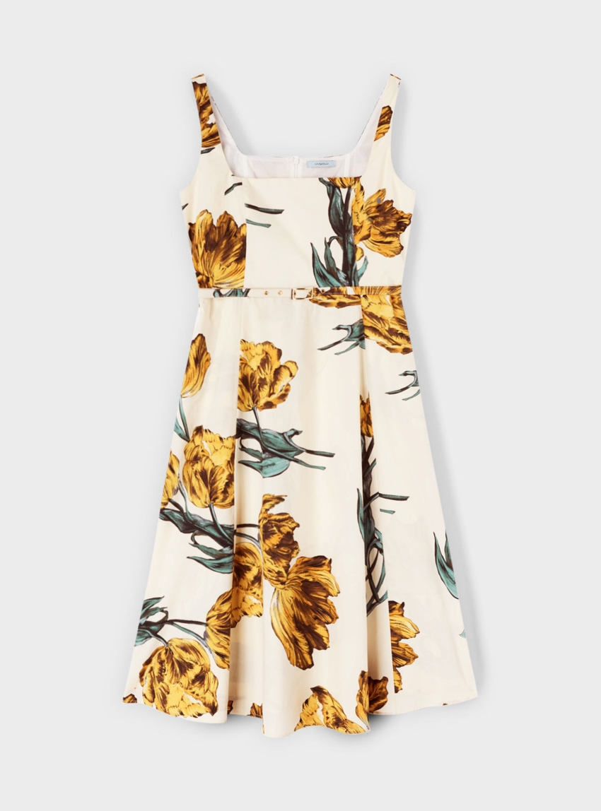 Motivi A-line poplin dress with print - Floral