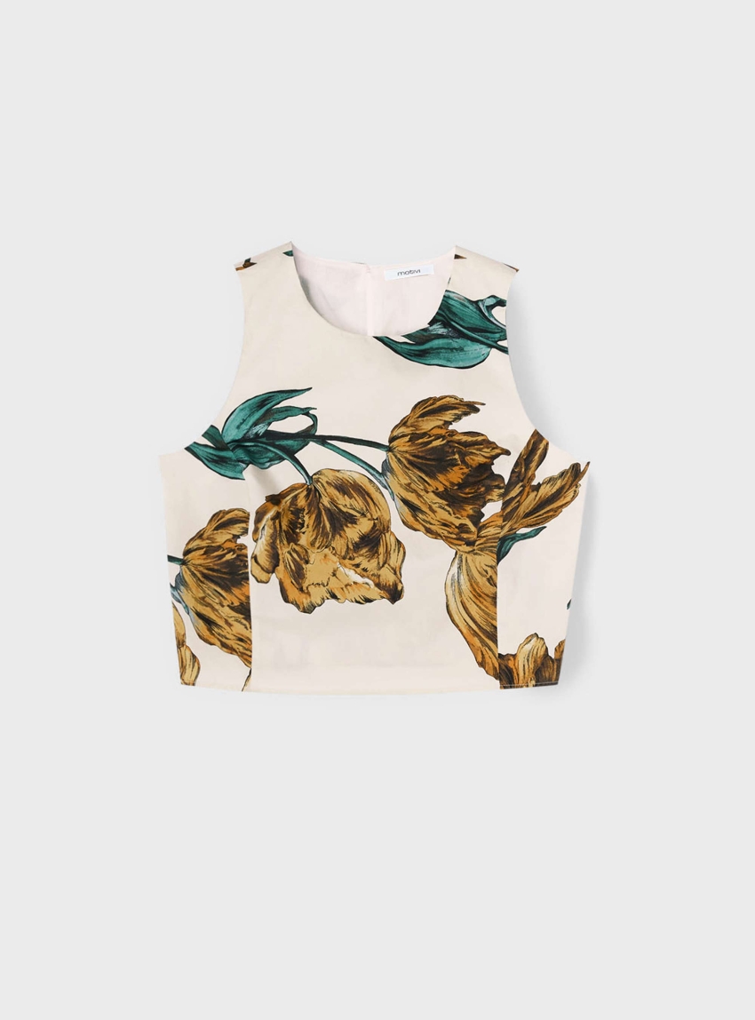 Motivi Poplin top with floral print - Floral