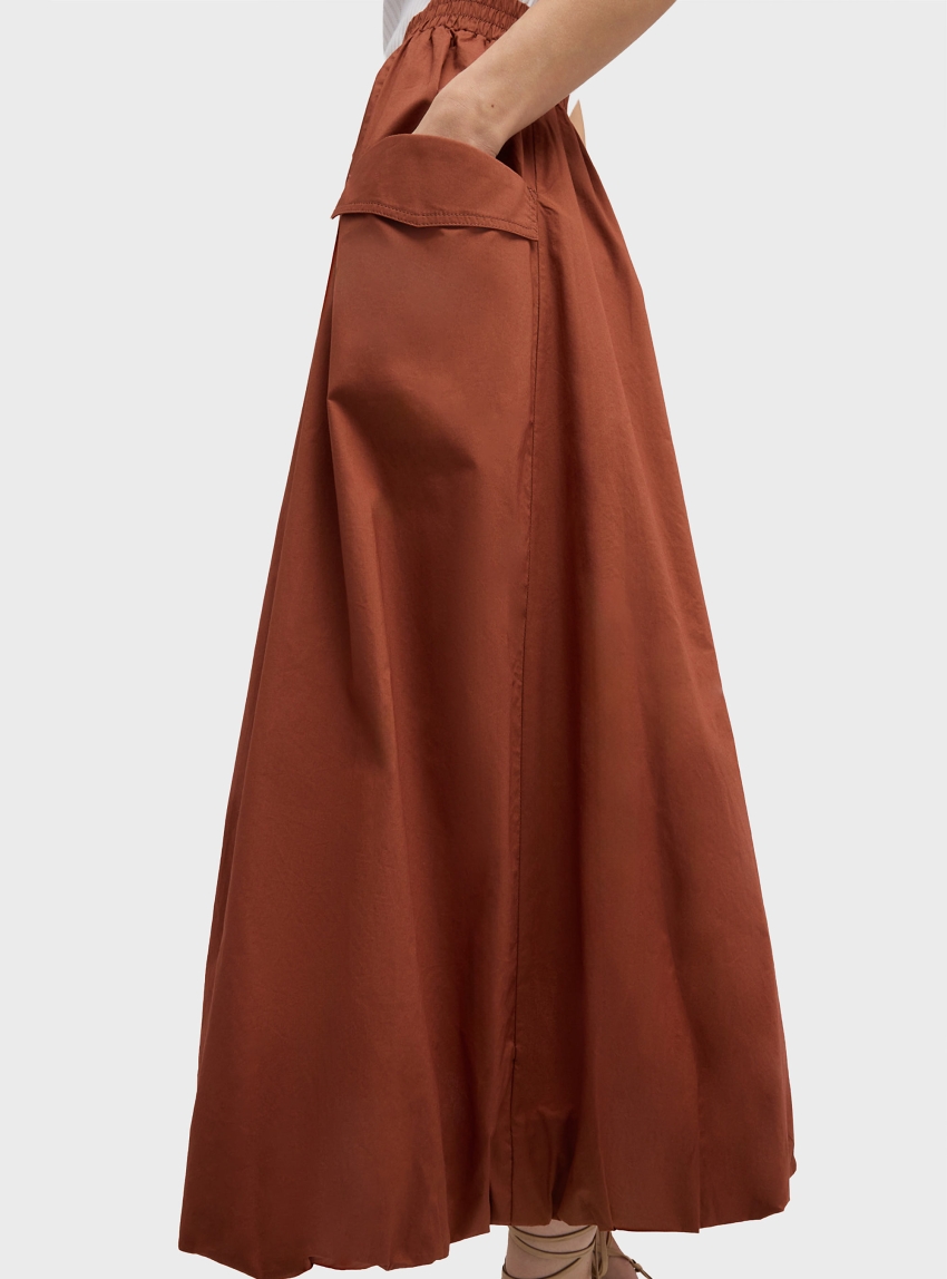 Motivi Balloon Poplin Skirt - Cinnamon