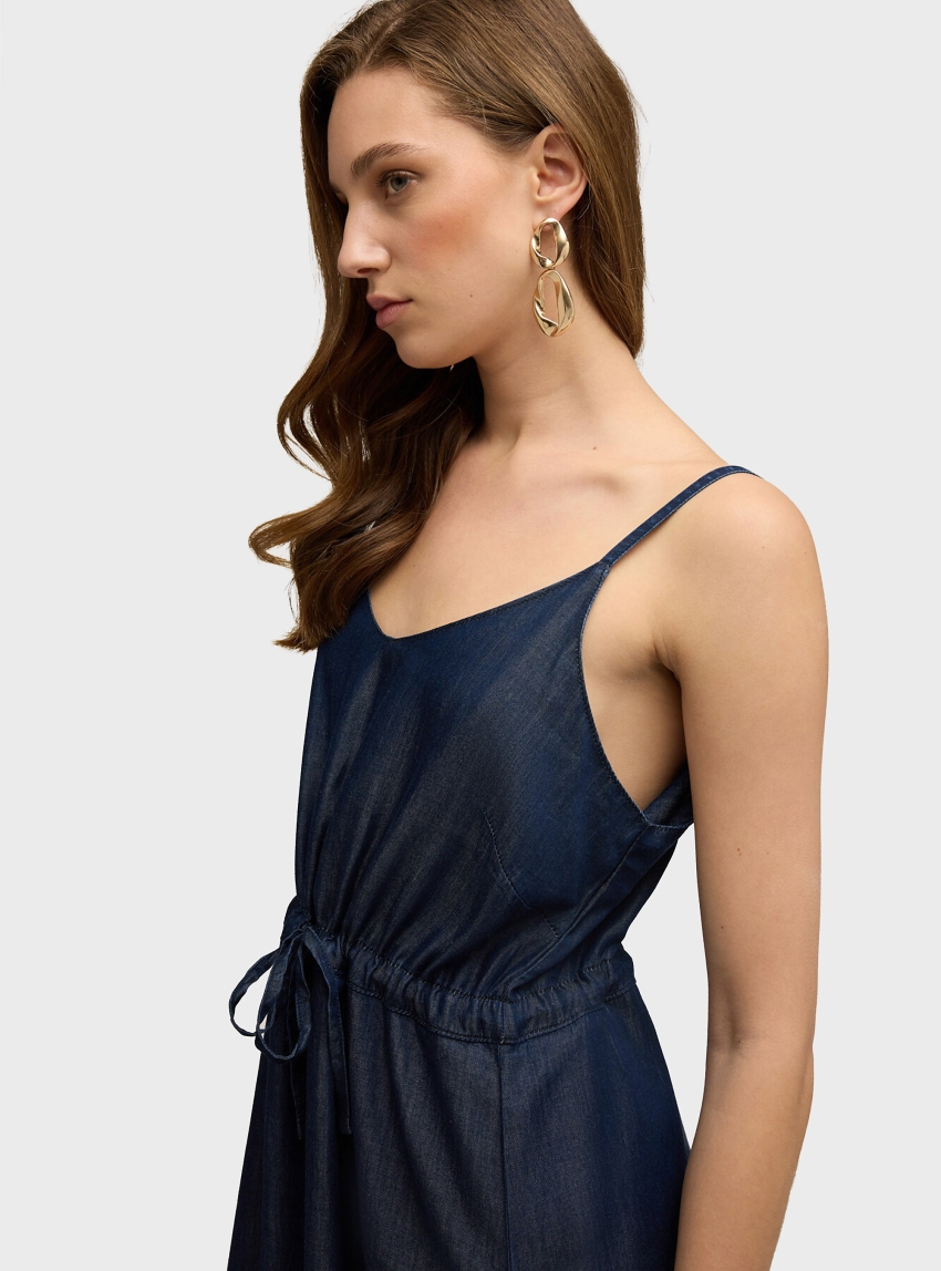 Motivi Long dress in lyocell denim - Blue