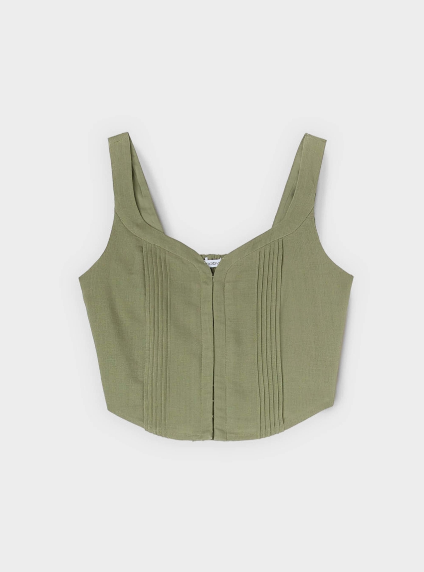Motivi Bustier top in linen lyocell blend - Olive