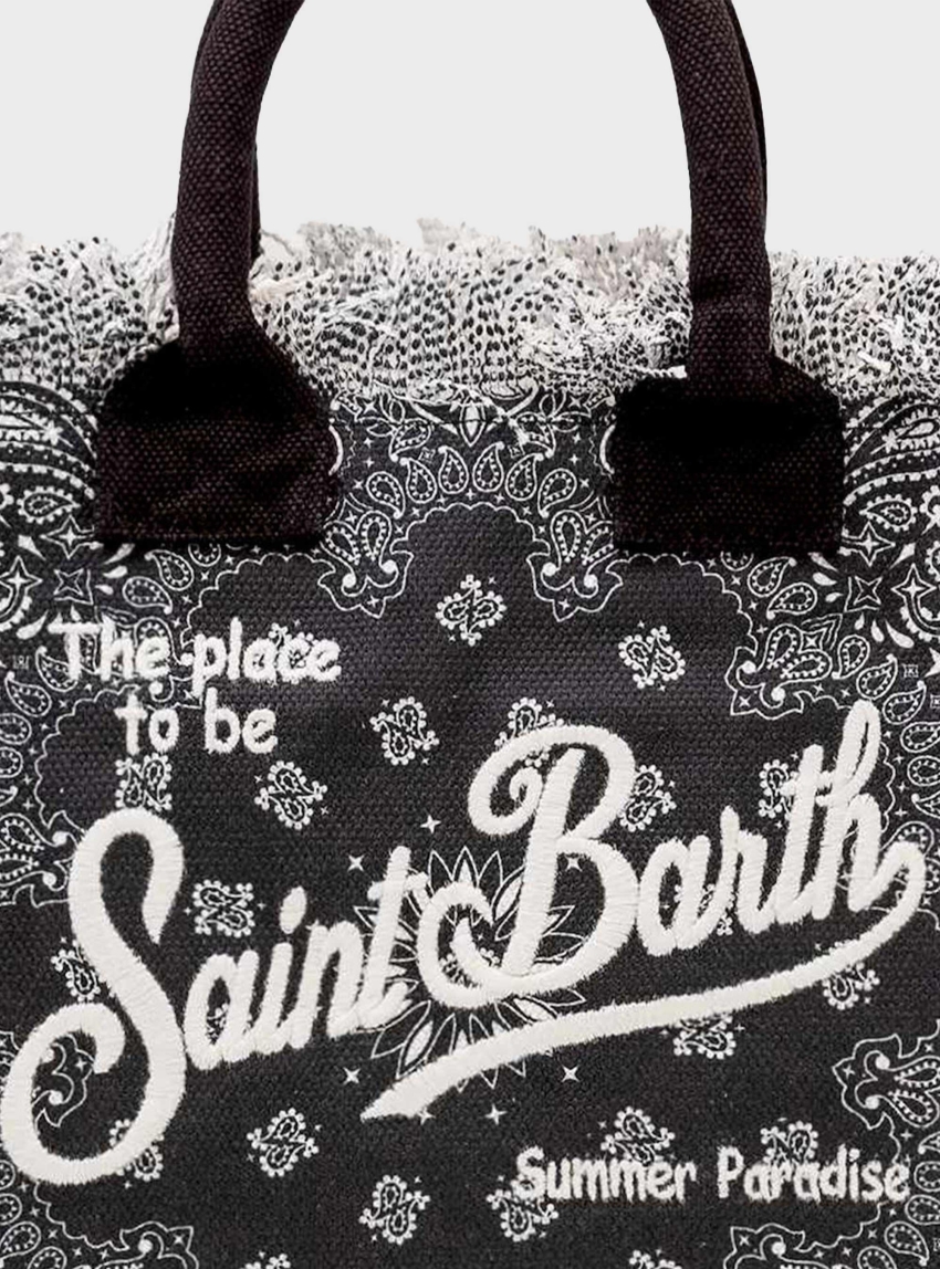MC2 Saint Barth Canvas Colette Bag With Bandana Print - Black