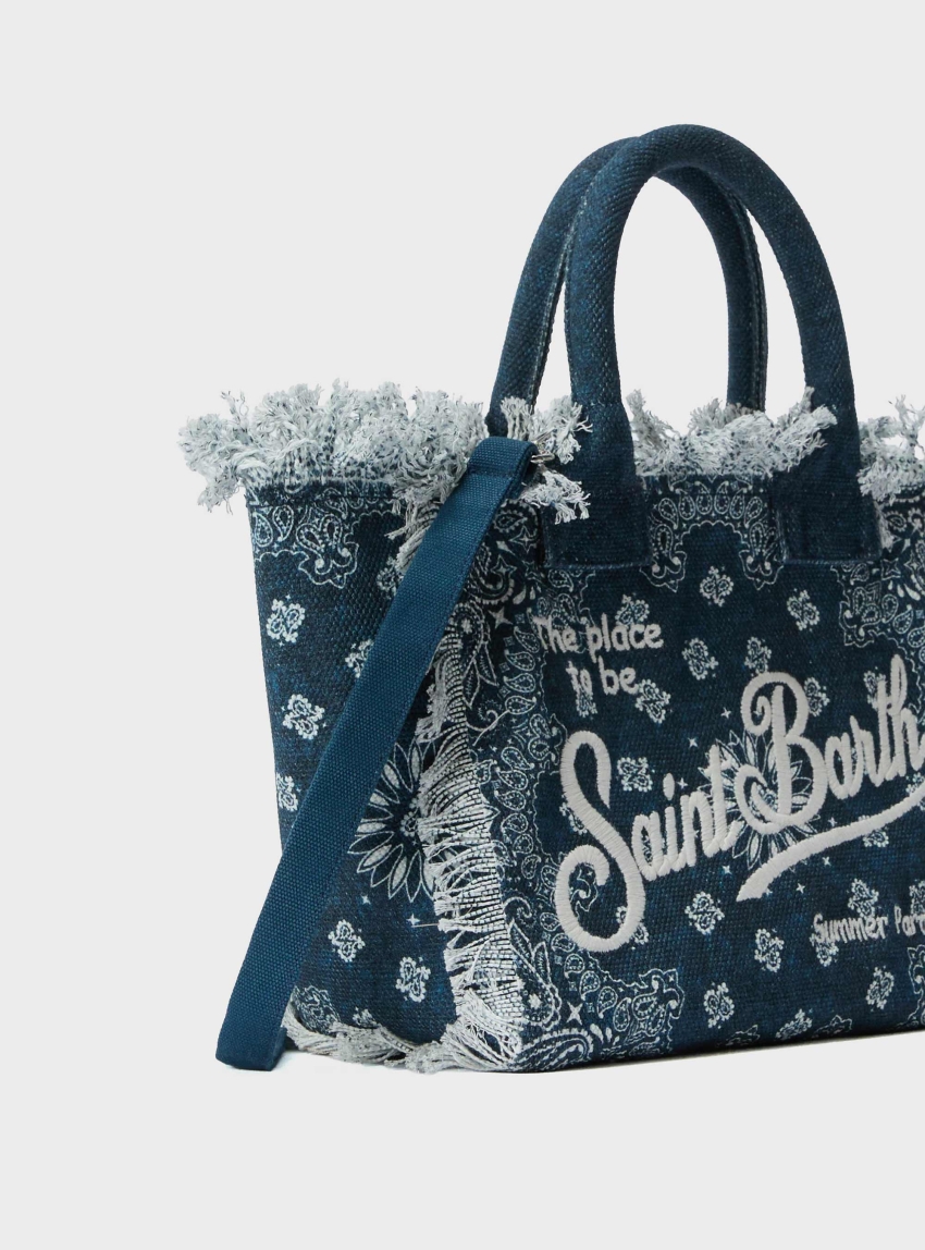 MC2 Saint Barth Canvas Colette Bag With Bandana Print - Blue