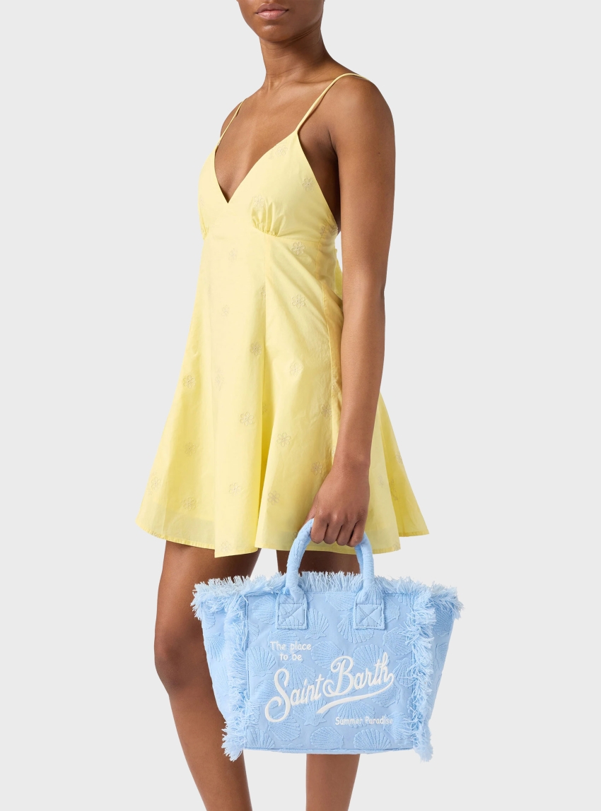 MC2 Saint Barth Terry Effect Colette Bag With Raised Shell Detail - Light Blue