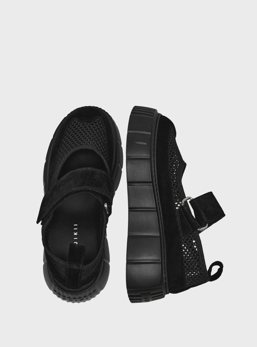 Inuikii Matilda M.J. Net Platfom Mary Jane Shoes - Black