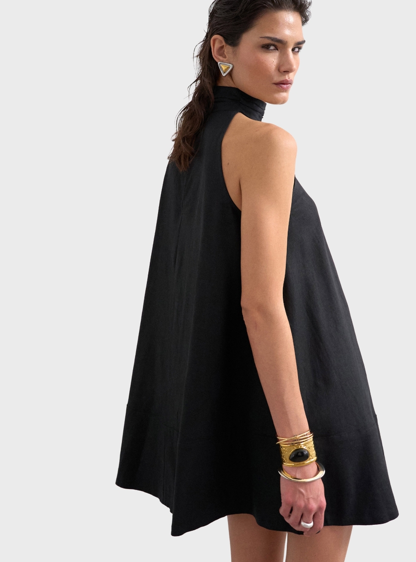 Topshop Sara Trapeze Mini Dress - Black