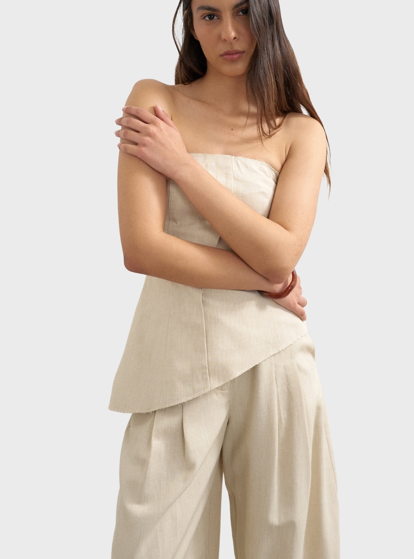Topshop Sina Assymetric Bandeau Top - Ecru
