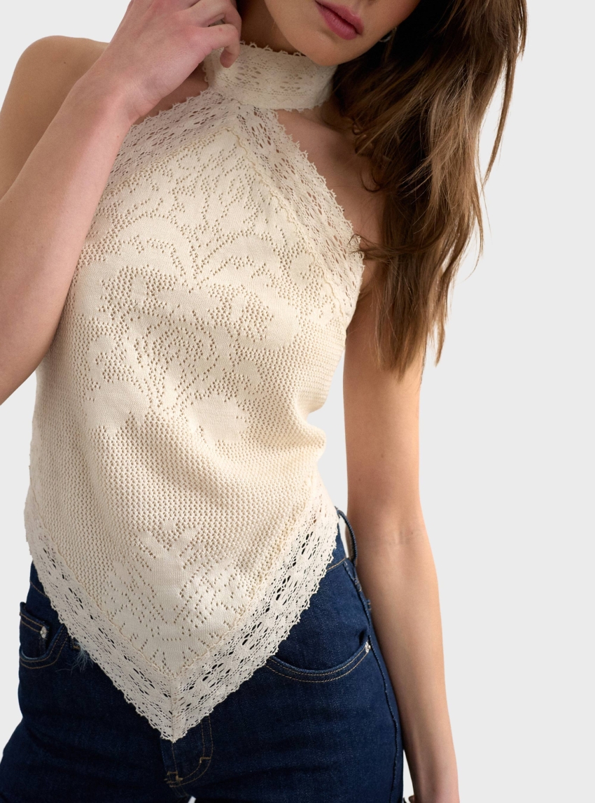 Topshop Sia Bandana Top - Ecru