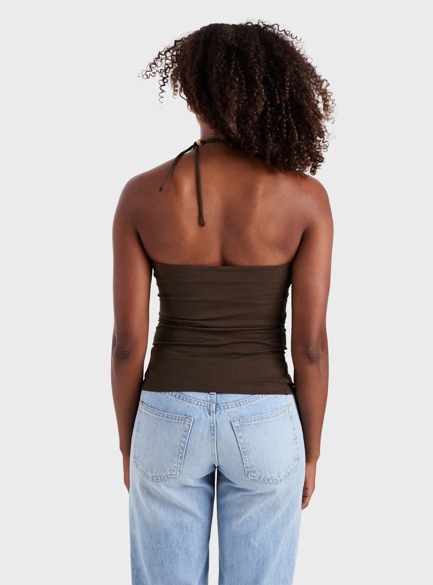 Topshop Marta One Shoulder Top - Brown