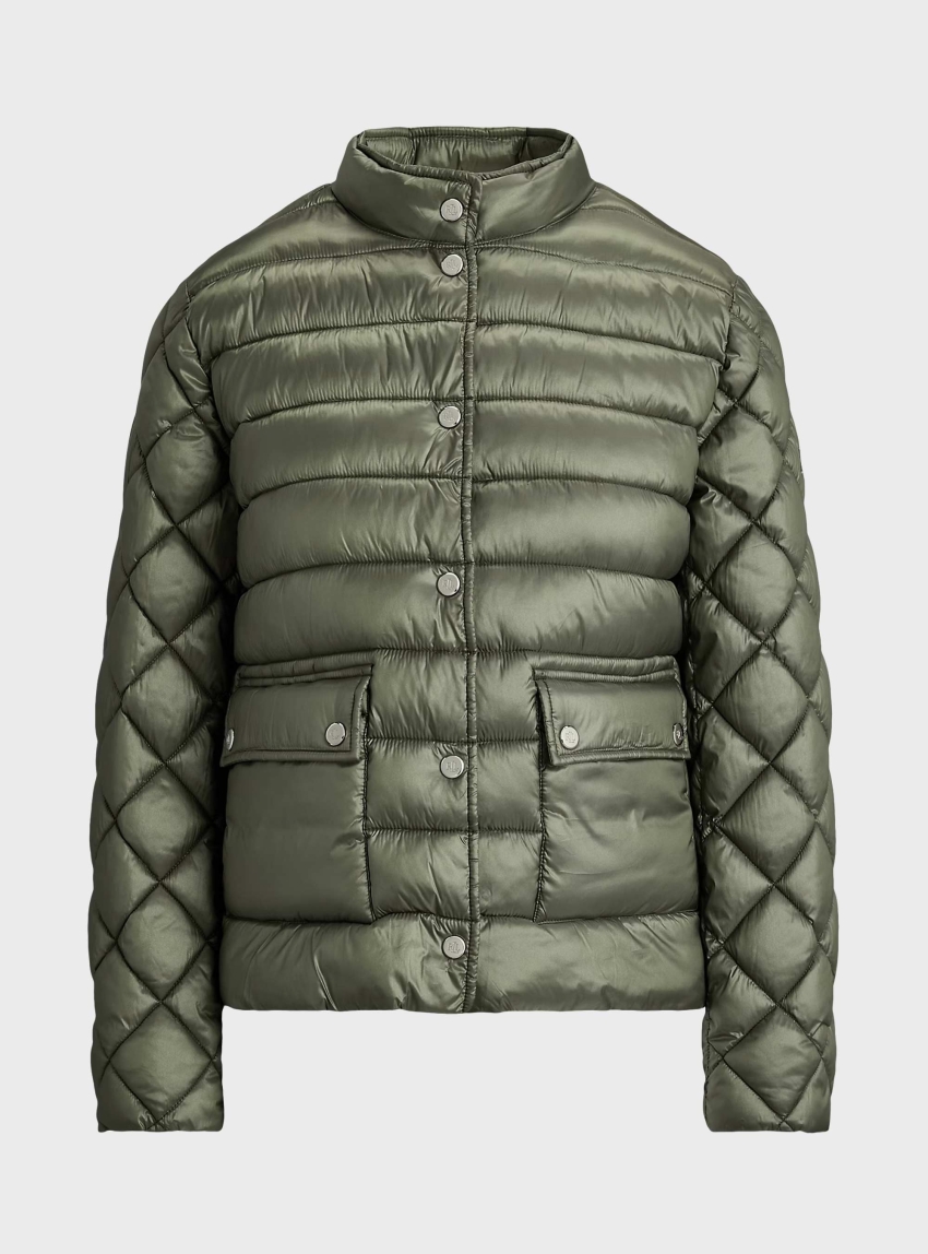 LAUREN Ralph Lauren Quilted Mockneck Puffer Jacket - Light Olive