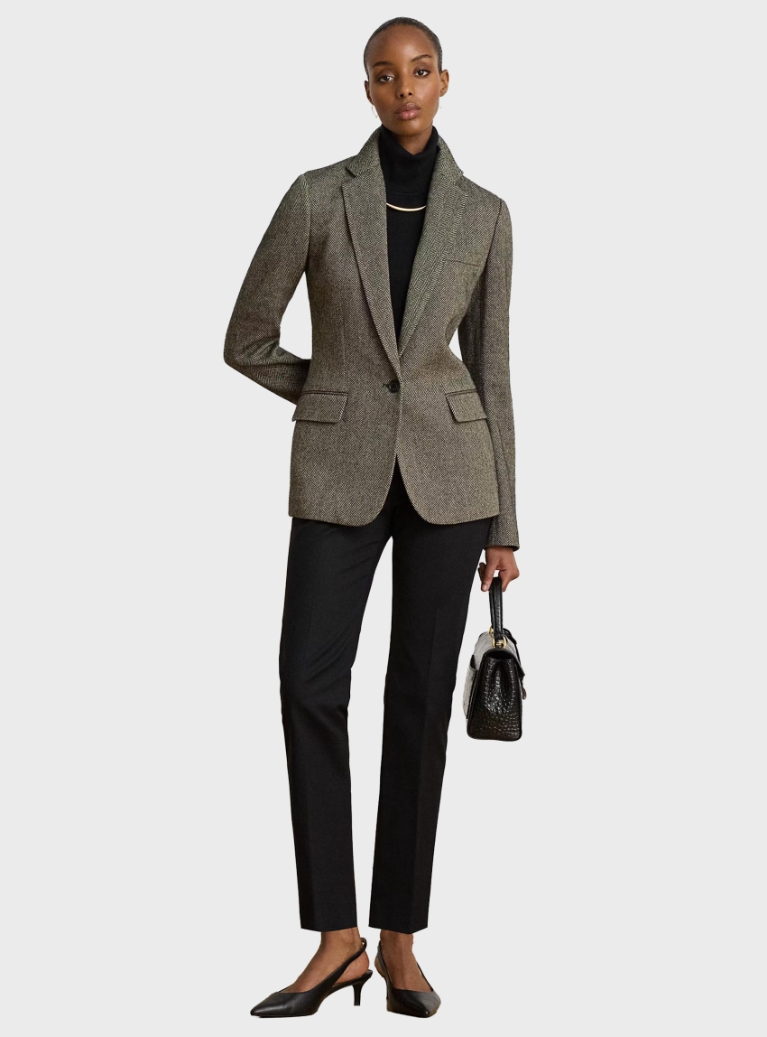 LAUREN Ralph Lauren Cotton Slim Straight Trousers - Black