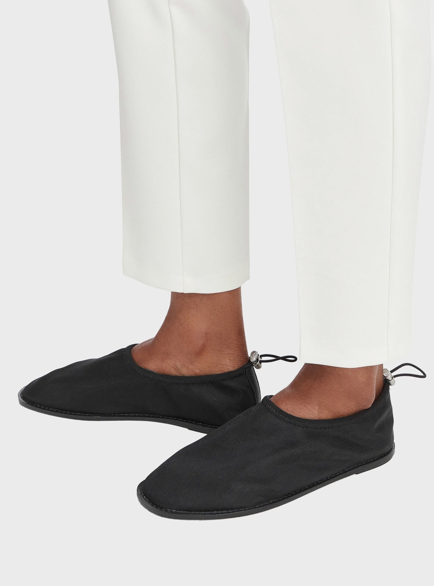 Calvin Klein Mesh Drawstring Ballerinas - Black