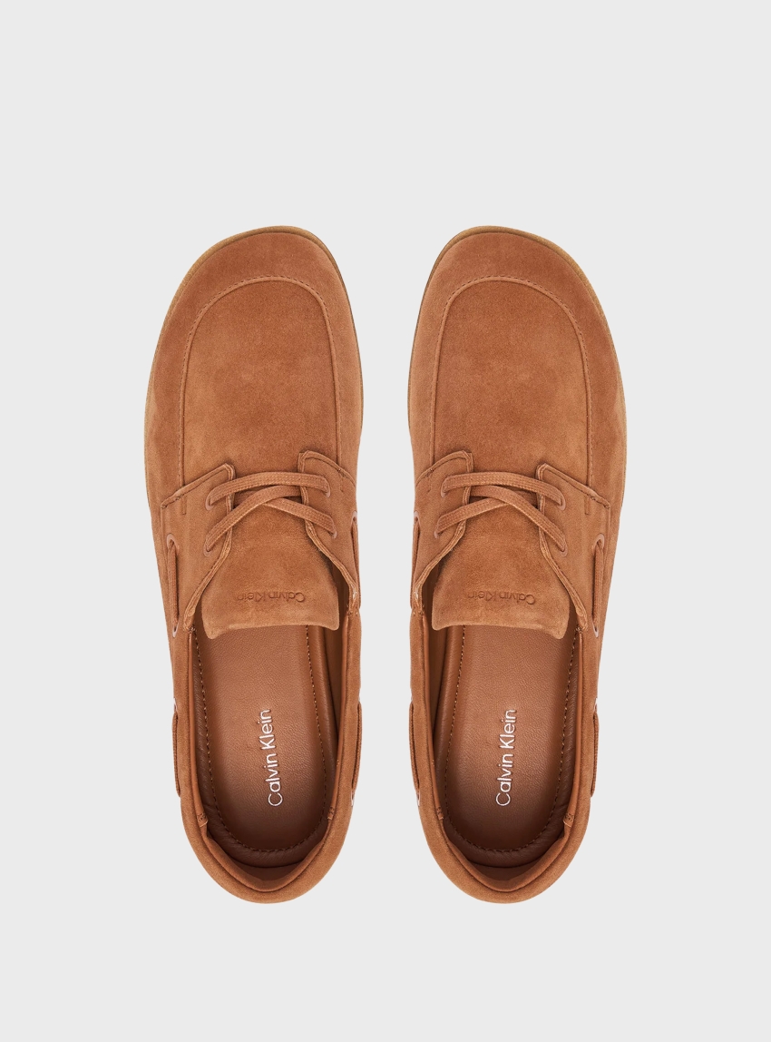 Calvin Klein Suede Boat Shoes - Rust