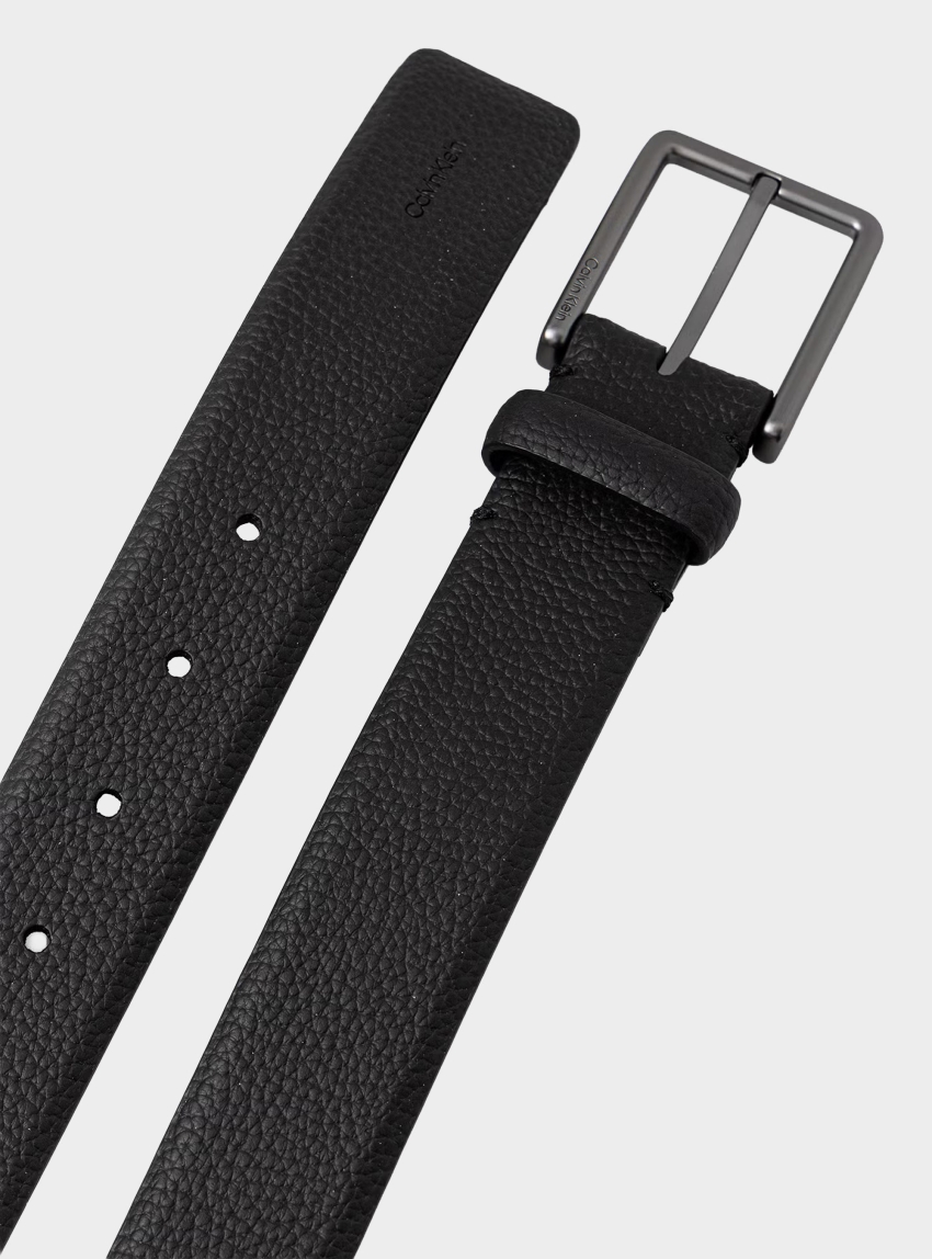 Calvin Klein Pebbled Full-Grain Leather Belt - Black
