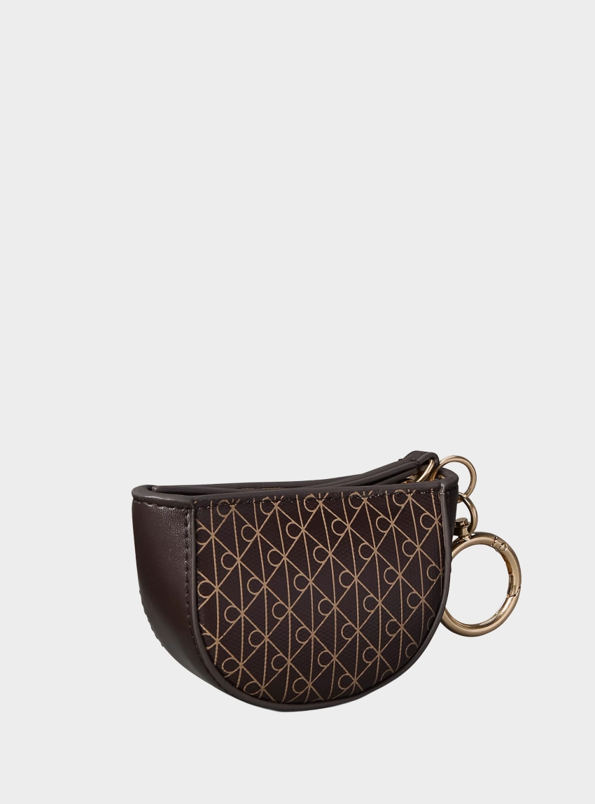 Calvin Klein Emblem Logo Mini Zip Pouch Bag Charm - Brown