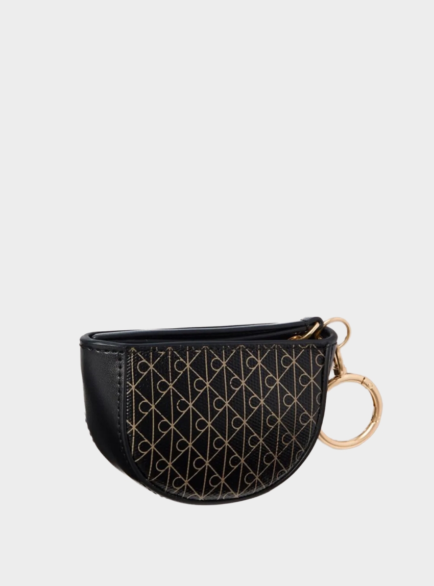 Calvin Klein Emblem Logo Mini Zip Pouch Bag Charm - Black