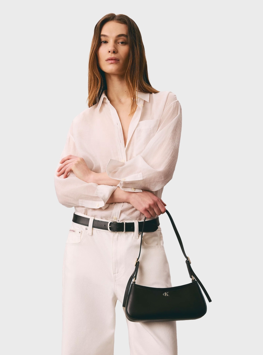 Calvin Klein Small Monogram Logo Shoulder Bag - Black