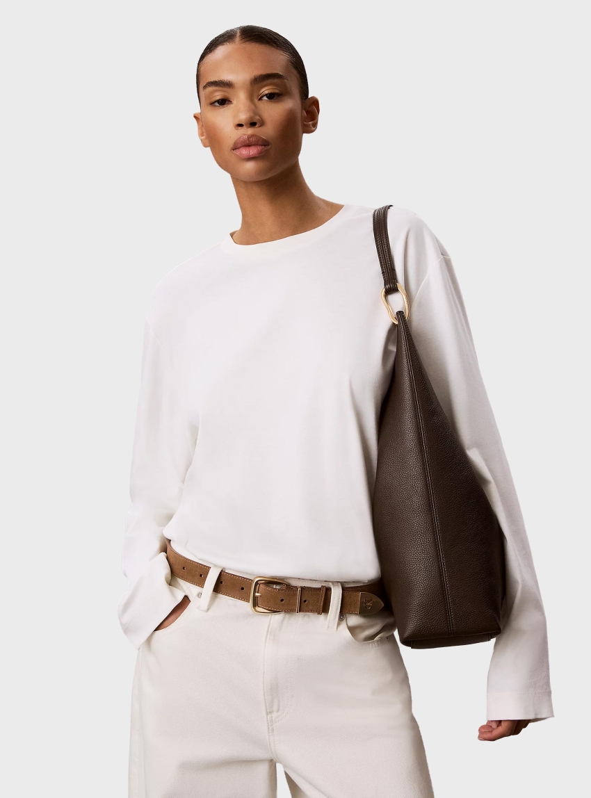 Calvin Klein Slouchy Leather Medium Shoulder Bag - Brown