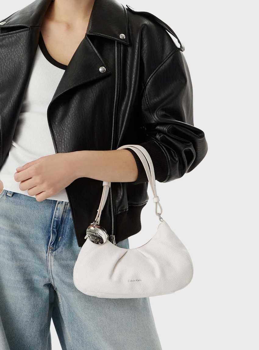 Calvin Klein Engraved Hobo Bag - White