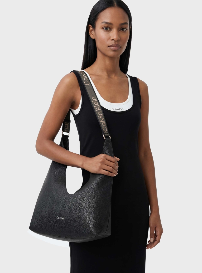 Calvin Klein Webbing Adjustable Strap Large Bag - Black