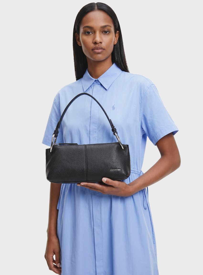 Calvin Klein Slouchy Leather Small Bag - Black