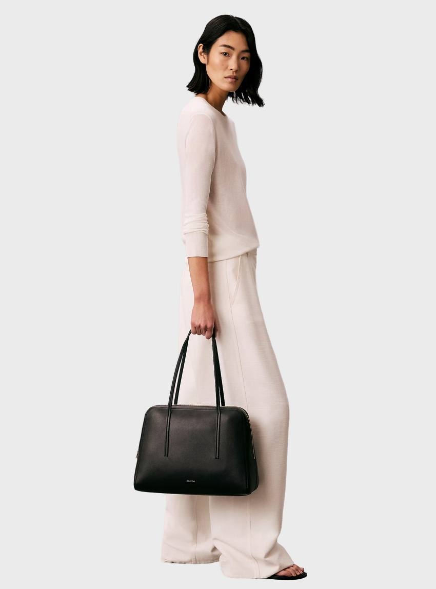 Calvin Klein Foil Logo Bowling Shoulder Bag - Black