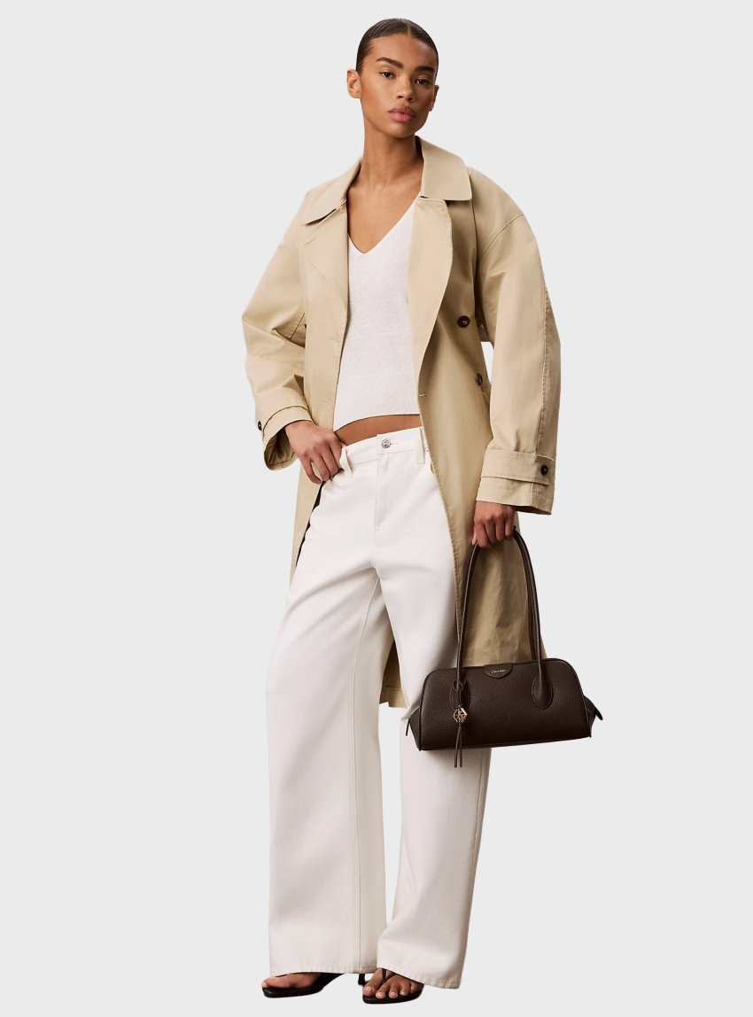 Calvin Klein Emblem Logo Pebble Shoulder Bag - Brown