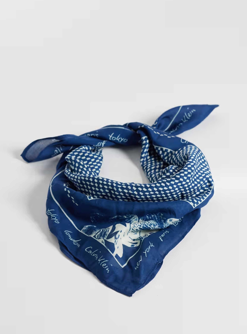 Calvin Klein Graphic Print Bandana Scarf - Dark Aged Denim