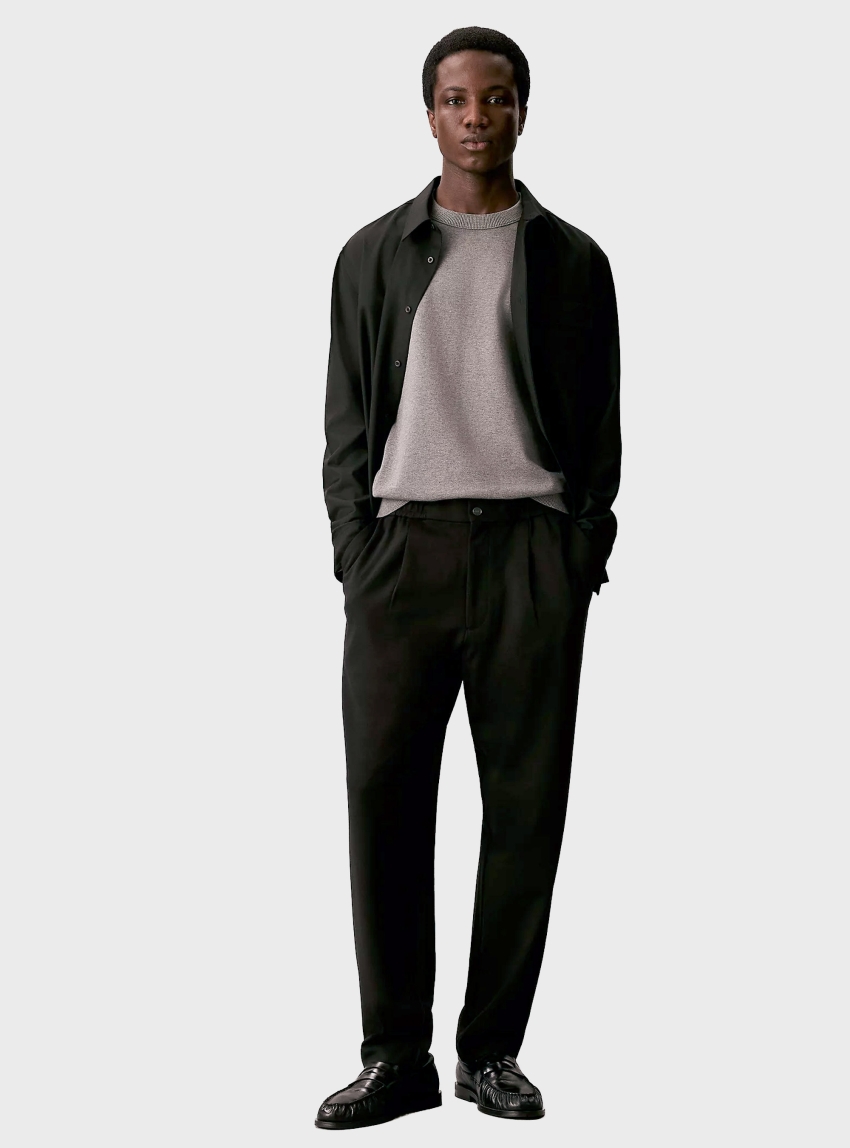 Calvin Klein Comfort Knit Tapered Trousers - Black