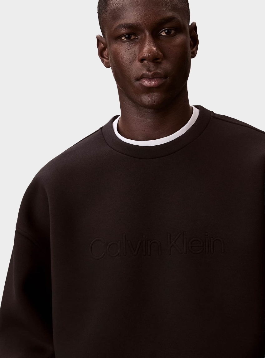 Calvin Klein Relaxed Embossed Logo Sweatshirt - Black