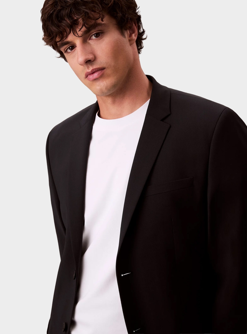 Calvin Klein Slim Tropical Wool Blazer - Black