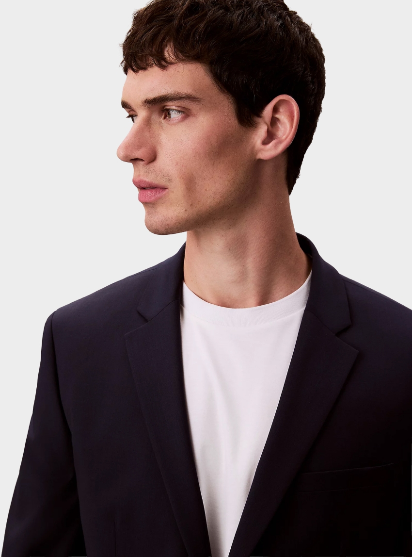 Calvin Klein Slim Tropical Wool Blazer - Blue