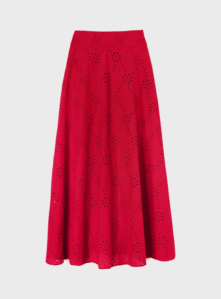 Motivi Long sangallo skirt - Red