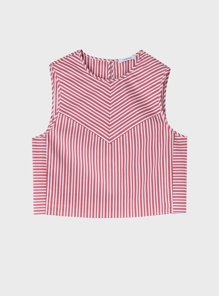 Motivi Striped poplin crop top - Red