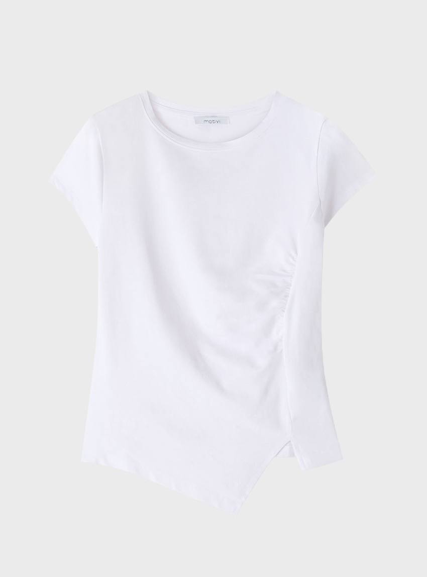 Motivi T-shirt with asymmetric side draping - White