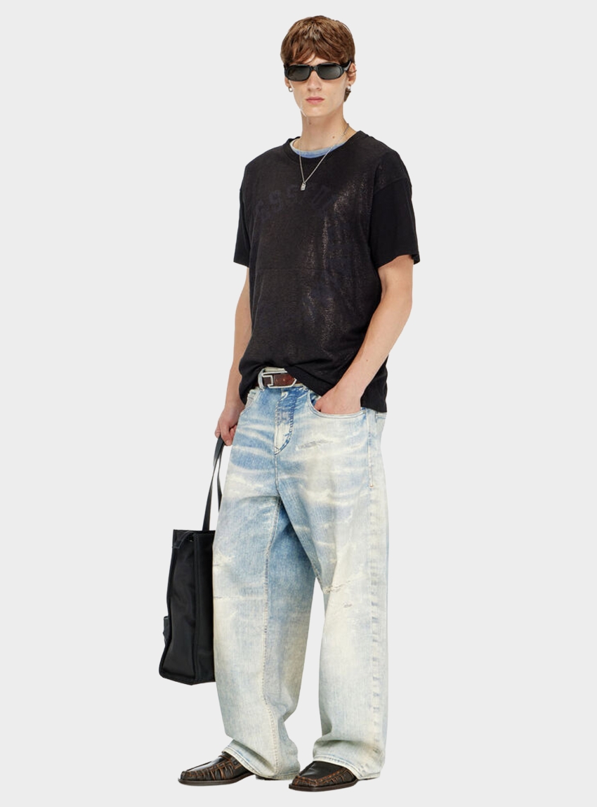 Diesel T-Norm-Aa2 T-Shirt With Foil Print - Black & White