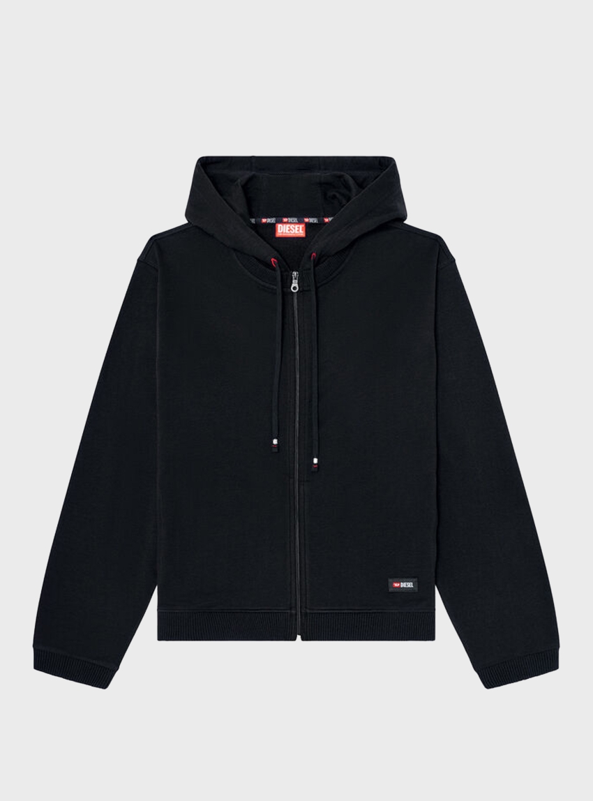 Diesel Hoodie In Peached Cotton Blend - Black & White