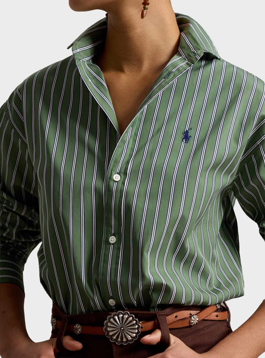 Polo Ralph Lauren Relaxed Fit Striped Cotton Shirt - Green