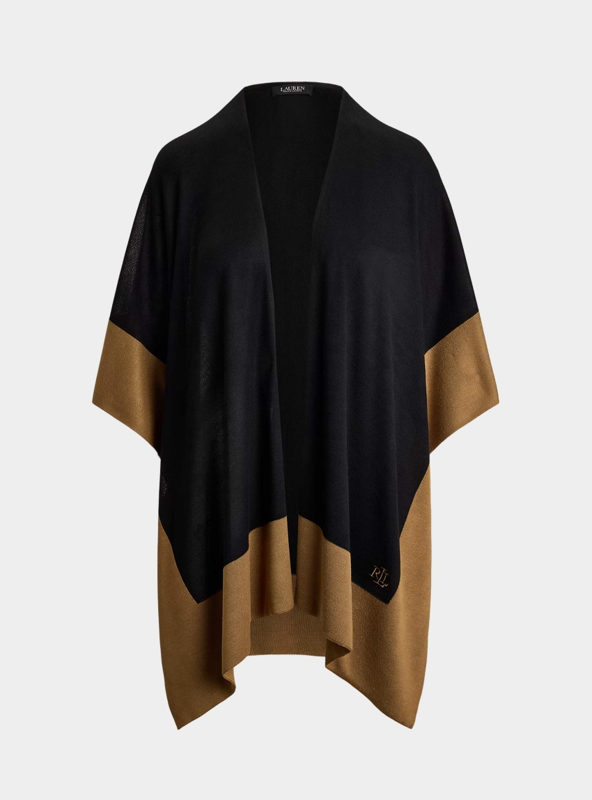 LAUREN Ralph Lauren Two-Tone Ruana - Black