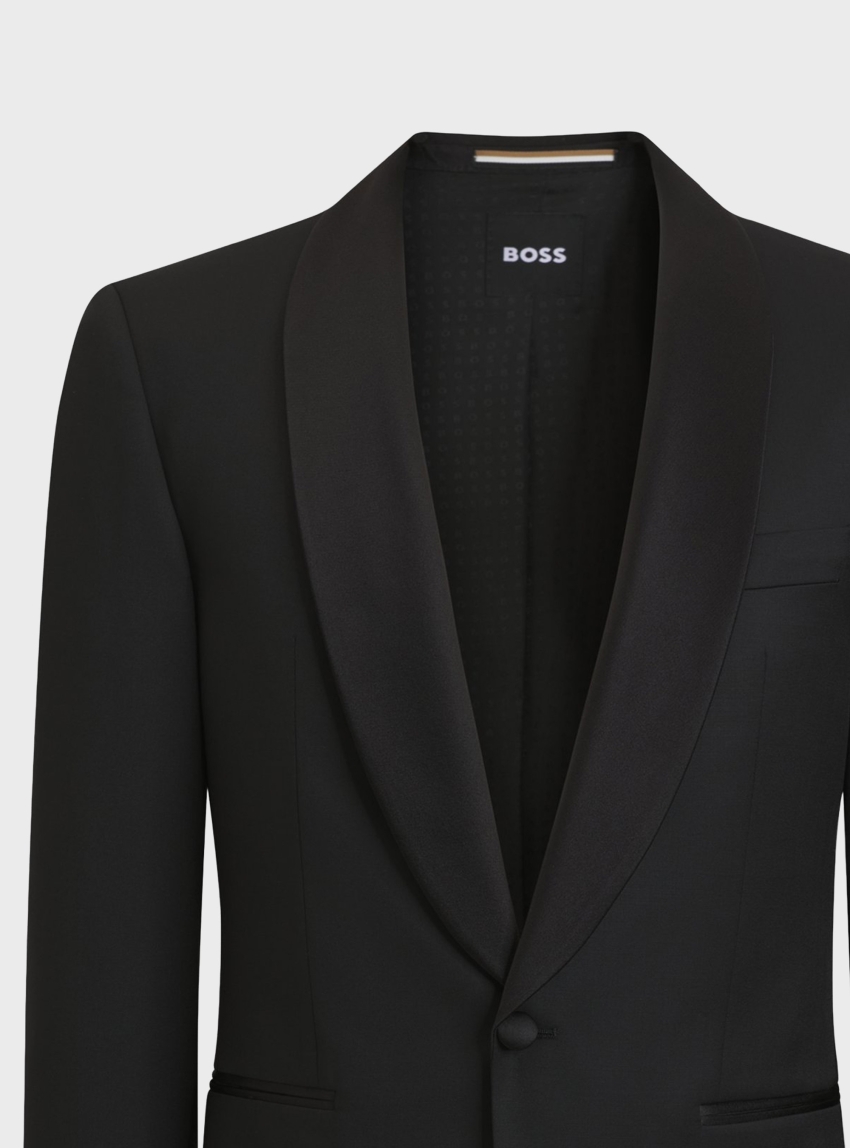 BOSS One Regular-Fit Tuxedo Jacket In Virgin-Wool Serge H-Jeckson-Tux-S-B1 - Black