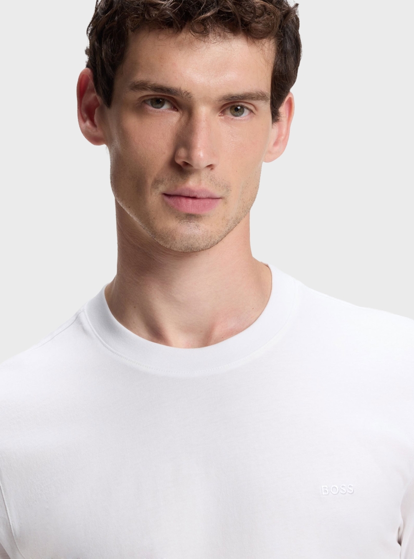 BOSS Cotton-Jersey T-Shirt With Logo Detail  Thompson 01 - White