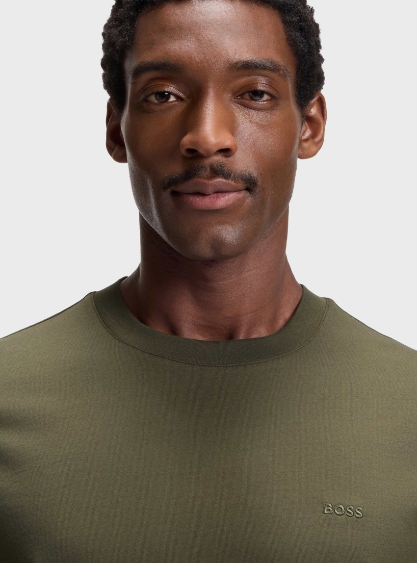 BOSS Cotton-Jersey T-Shirt With Logo Detail  Thompson 01 - Olive 