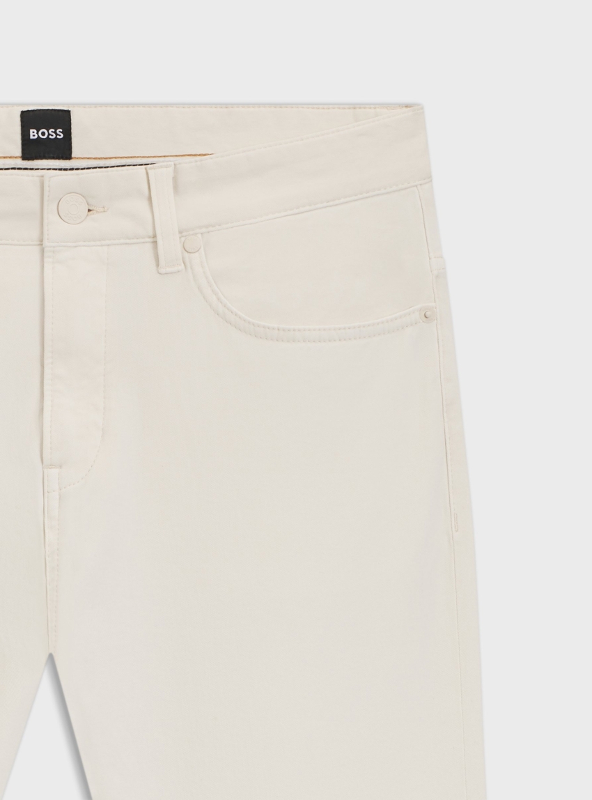 BOSS Delaware Slim-Fit Trousers In Stretch-Cotton Gabardine H-Delaware5 - Ecru