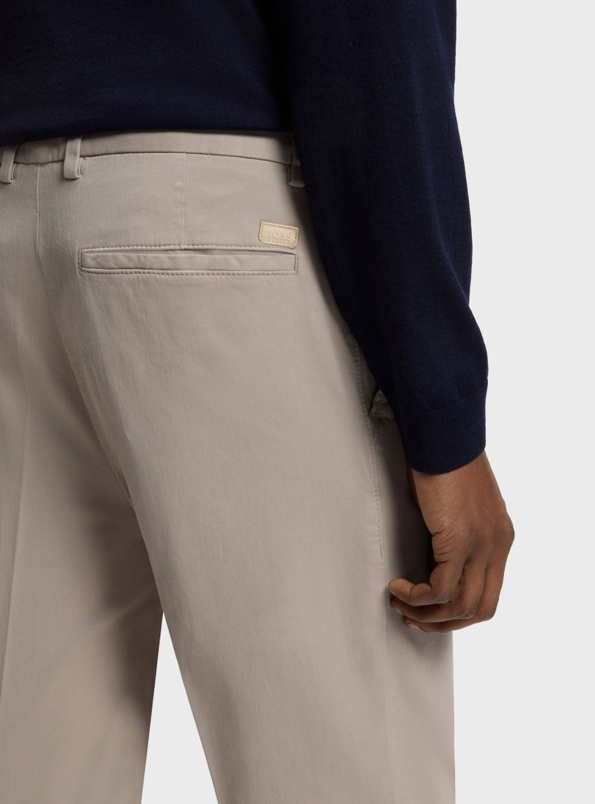 BOSS Modern-Fit Trousers In Stretch-Cotton Gabardine  H-Kane1 - Beige