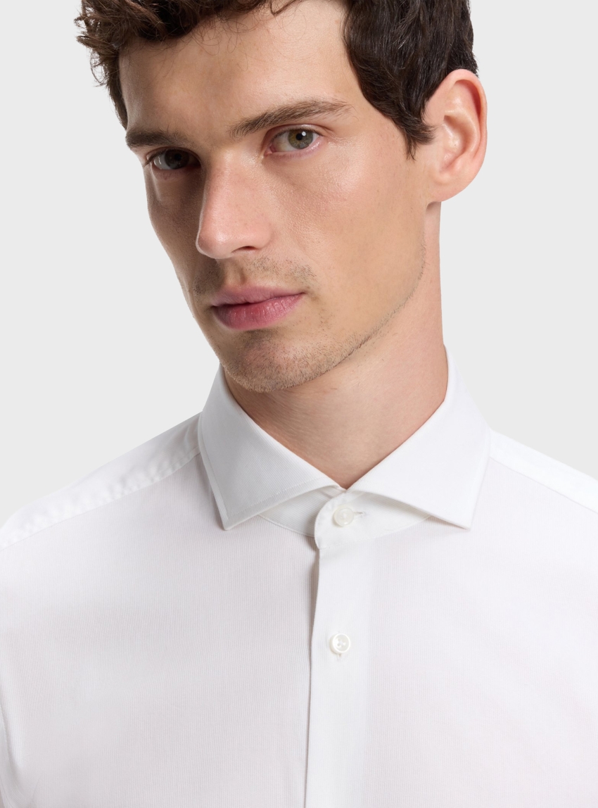 BOSS Slim-Fit Shirt In Easy-Iron Striped Stretch Cotton H-HANK-SP-DC-263 - White