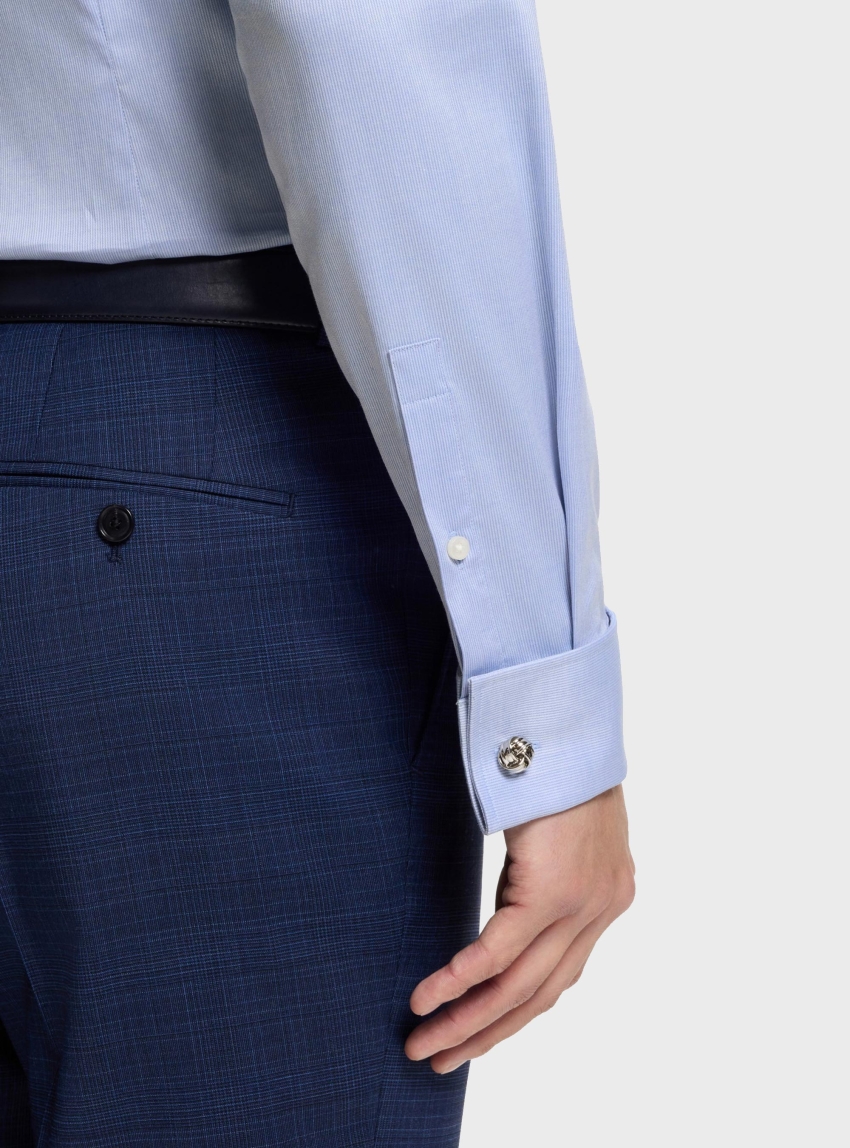 BOSS Slim-Fit Shirt In Easy-Iron Striped Stretch Cotton H-HANK-SP-DC-263 - Blue